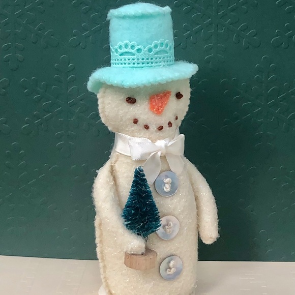 Snowman Art Doll Coastal Felt Hand-sewn - Picture 2 of 7